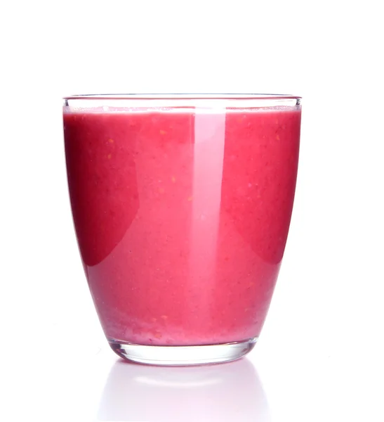 Glass of raspberry milk shake on light background — Stock Photo, Image