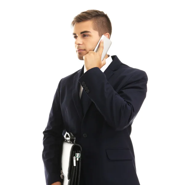 Homem de negócios elegante com pasta — Fotografia de Stock