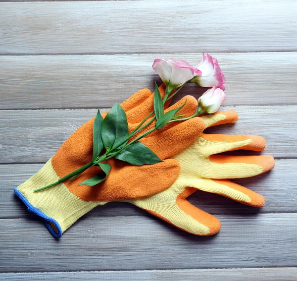 Bloem en tuin handschoenen — Stockfoto