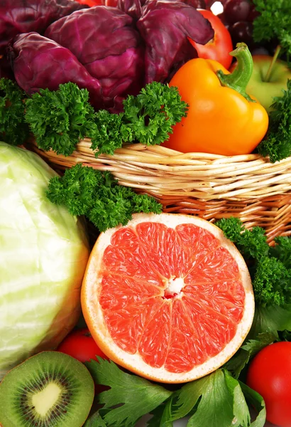 Bright close-up fond de fruits et légumes — Photo