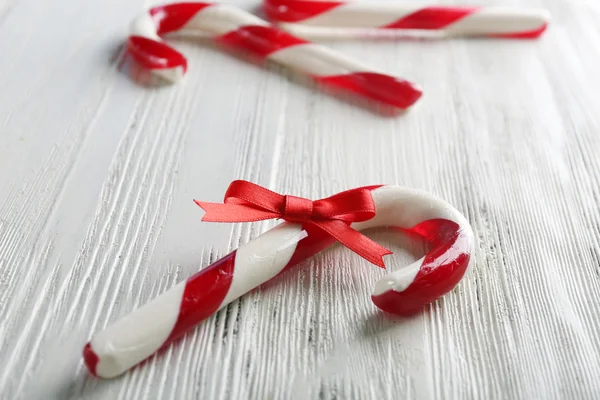 Christmas Candy Canes on table close-up — Stock Photo, Image