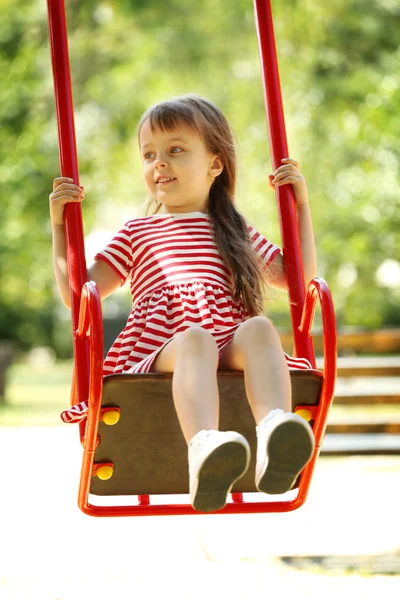Little girl on swing — Stock Photo, Image