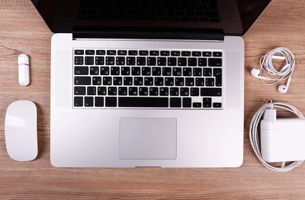 Laptop and equipment at working place — Stock Photo, Image