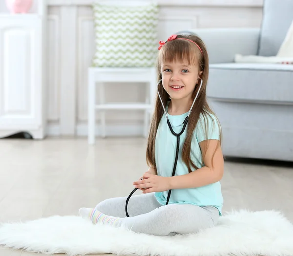 Little cute girl with stethoscope — Stock Photo, Image