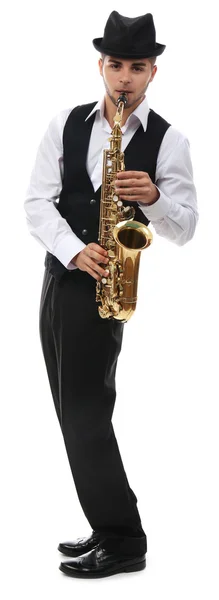 Szaxofonon játszó férfi — Stock Fotó