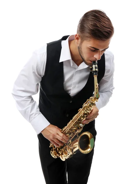 Man playing on saxophone — Stock Photo, Image