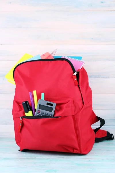 Bag with school equipment — Stock Photo, Image