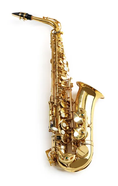 Saxofón dorado de cerca —  Fotos de Stock
