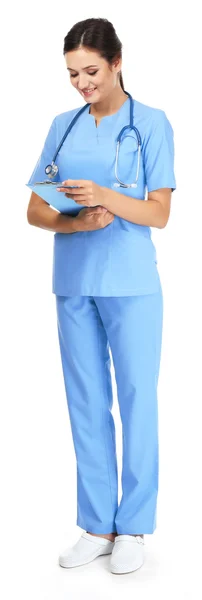 Uśmiechający się lekarz trzymając folder — Zdjęcie stockowe