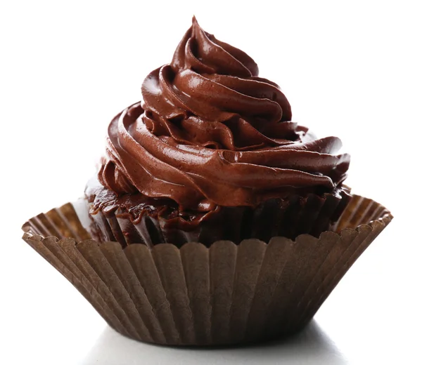 Chocolate cupcake isolated on white — Stock Photo, Image