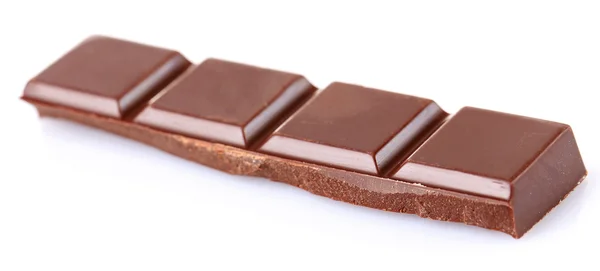 Milk chocolate piece isolated on white background — Stock Photo, Image