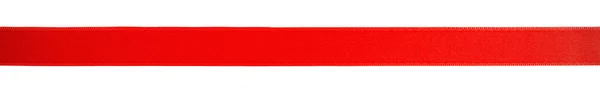 One red horizontal ribbon, isolated on white — Stock Photo, Image