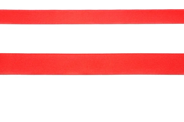 Due nastri orizzontali rossi, isolati su bianco — Foto Stock