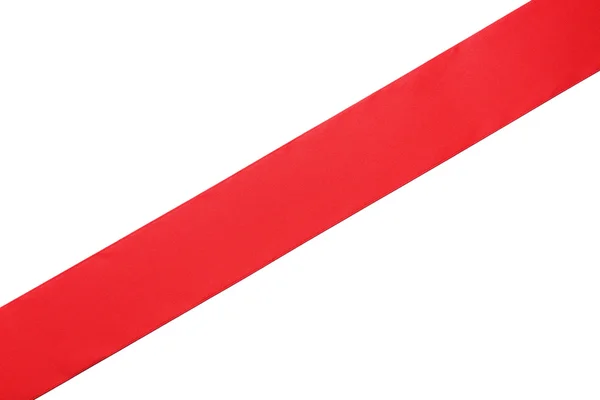 Jeden czerwony diagonalnej wstążki, na białym tle — Zdjęcie stockowe