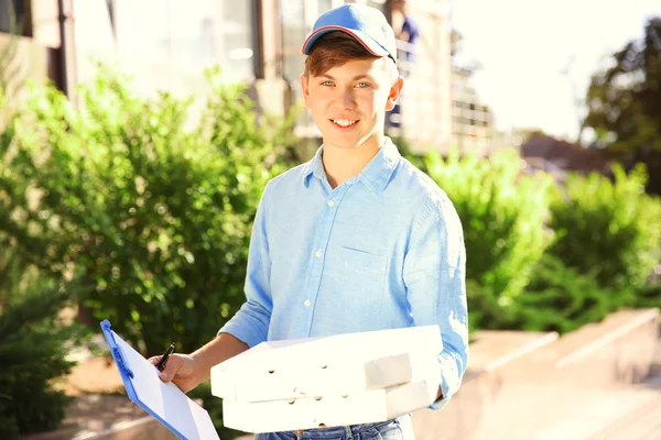 Pizza delivery boy — Stock Photo, Image