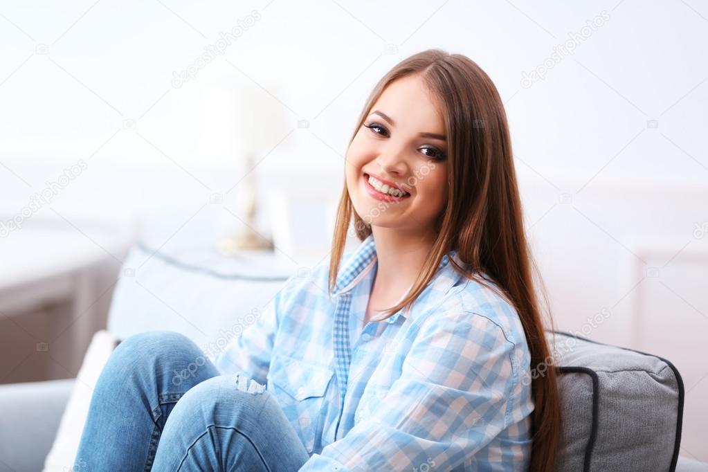 young woman at home