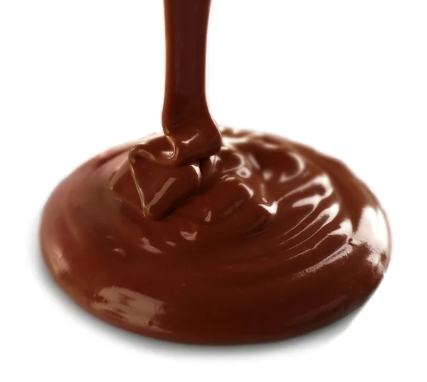 Melted milky brown chocolate pouring — Stock Photo, Image