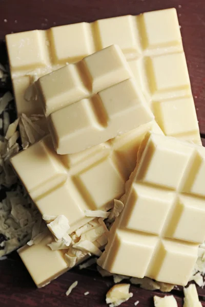 Witte chocolade stukjes, close-up — Stockfoto