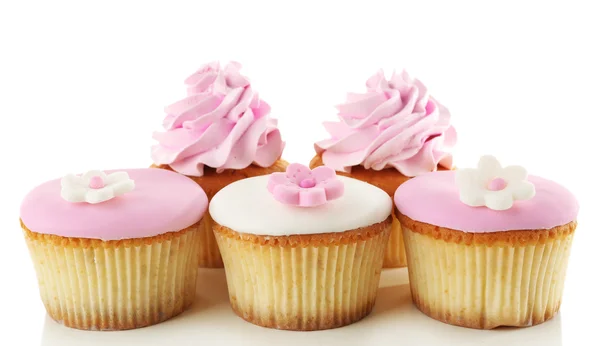 Gustosi cupcake, isolati su bianco — Foto Stock