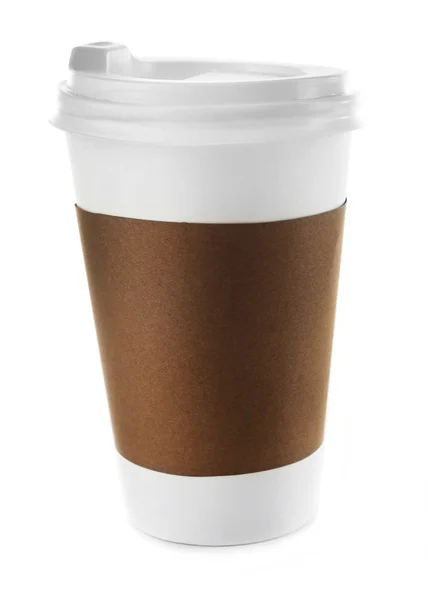 Kağıt bardak kahve üzerine beyaz izole — Stok fotoğraf