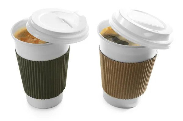 Papper kopp kaffe isolerad på vit — Stockfoto