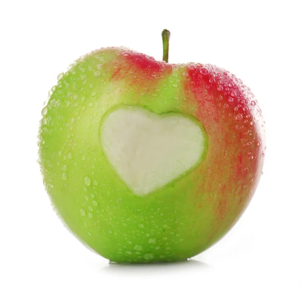 Manzana con corazón aislado en blanco —  Fotos de Stock