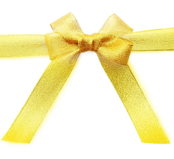 Yellow silk ribbon bow — Stock Photo, Image