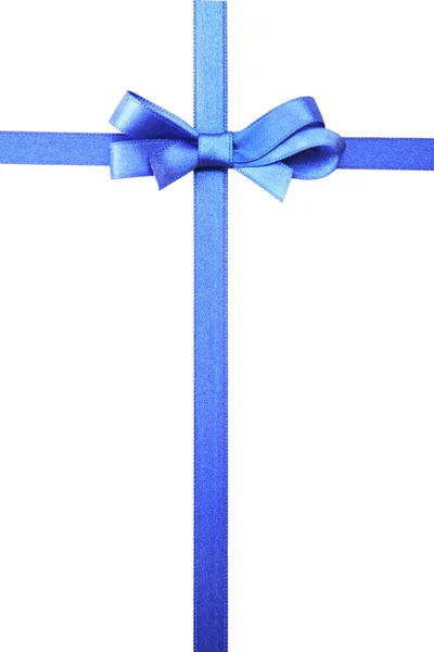 Dark blue ribbon bow isolated on white — Stock Photo, Image