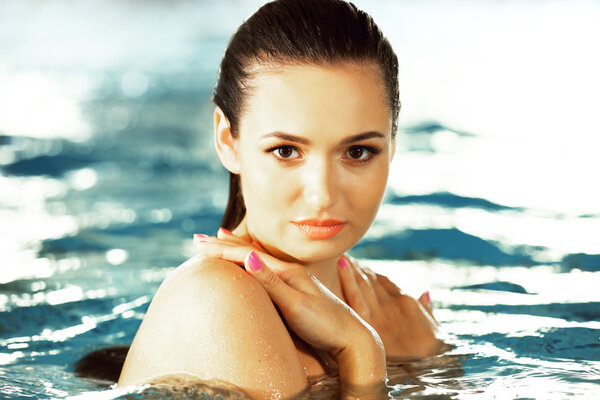 woman at swimming pool