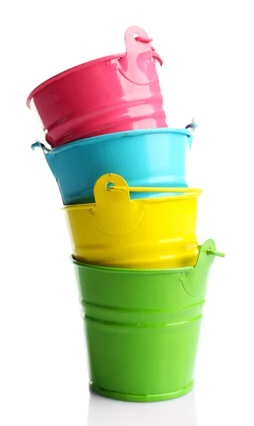 Four buckets of different colours — Stock Photo, Image