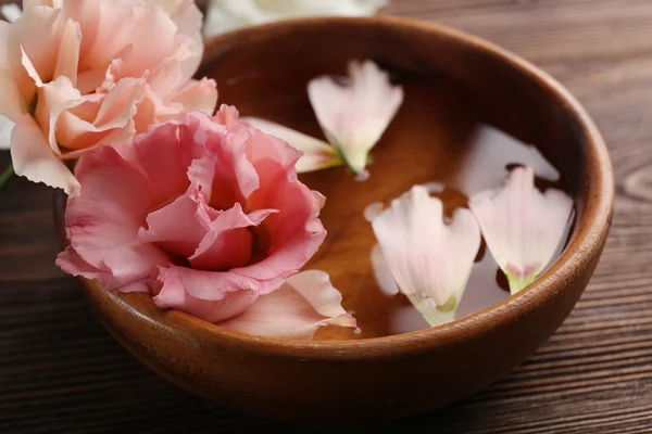 Rosa rosa e petali in una ciotola d'acqua — Foto Stock