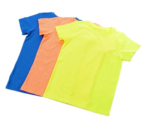 Colourful cotton T-shirt in a row — Stock Photo, Image