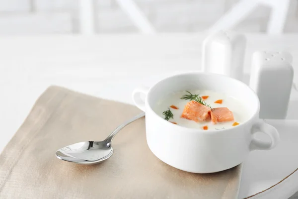 Salmon cream soup — Stock Photo, Image