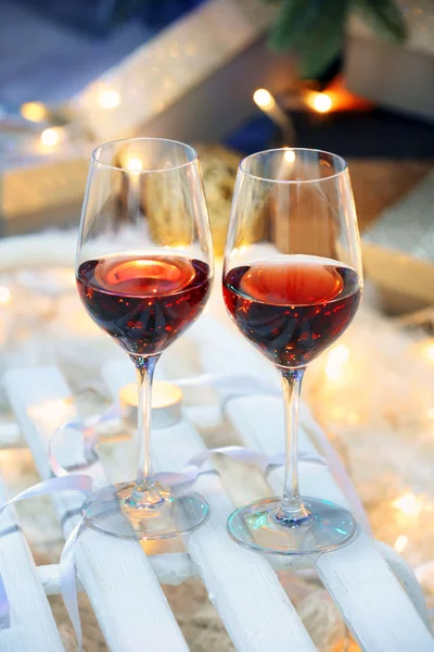 Két pohár bor karácsony — Stock Fotó