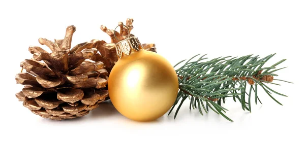 Christmas ball with pine and cone — Stock Photo, Image