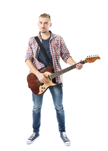 Jeune musicien avec guitare — Photo