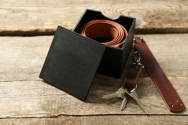 Leather belt with buckle — Stock Photo, Image