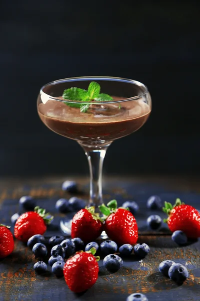 Chocolate dessert in glass — Stock Photo, Image