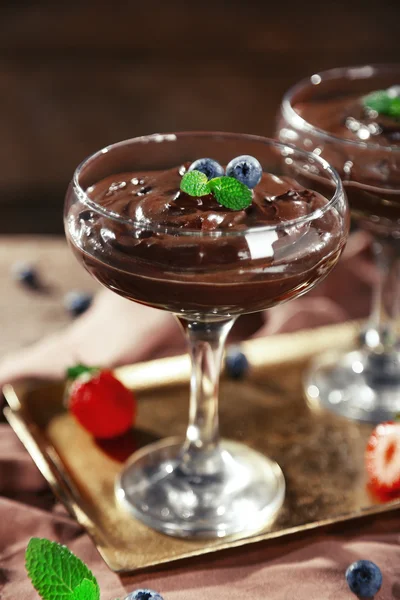 Choklad dessert i glas — Stockfoto