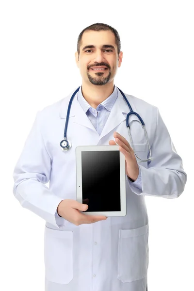 Portrait of a doctor with tablet in hands — Stock Photo, Image