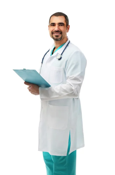 Médico con prescripción en manos aisladas — Foto de Stock