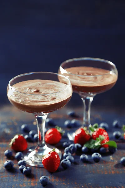 Chocolate dessert in glasses — Stock Photo, Image