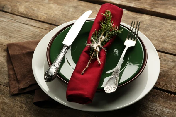 Conjunto de pratos para o jantar de Natal — Fotografia de Stock