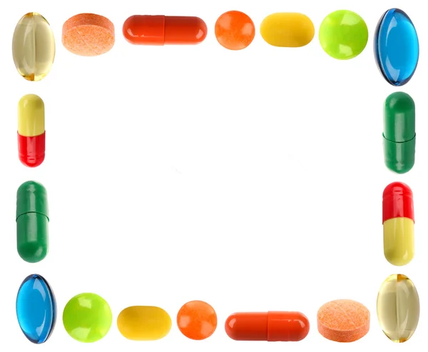 Рамка из разных таблеток — стоковое фото