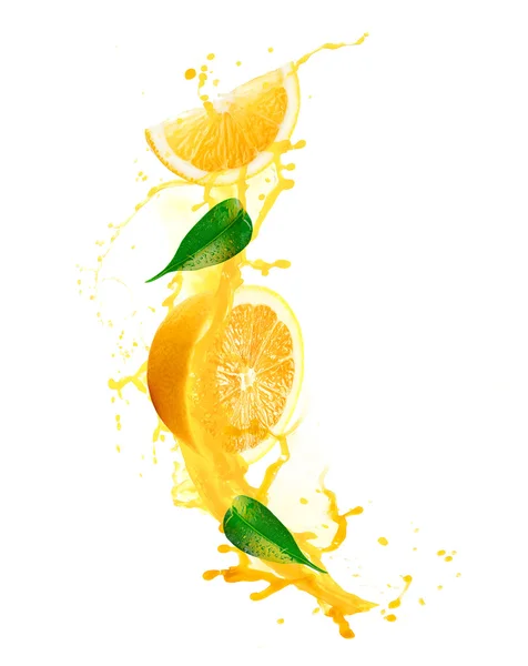 Orange juice splashes isolated — Stock Photo, Image