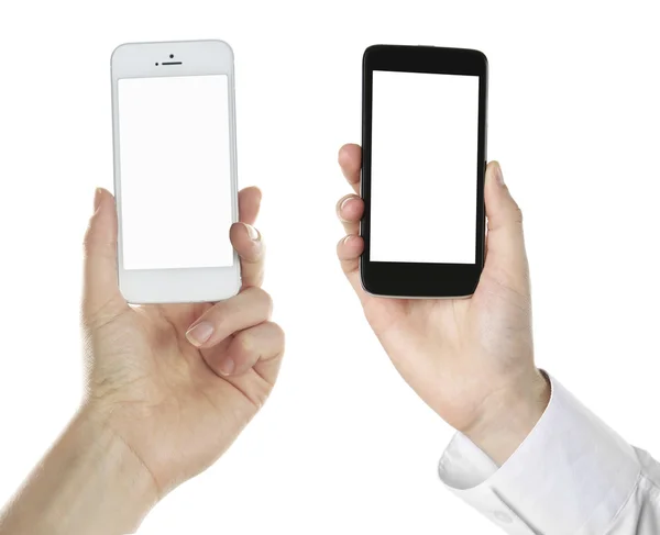 Hands holding  smartphones — Stock Photo, Image