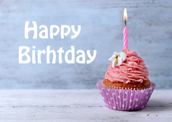 Delicious birthday cupcake — Stock Photo, Image