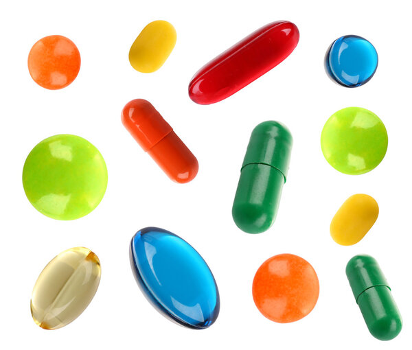 Различные таблетки изолированы
