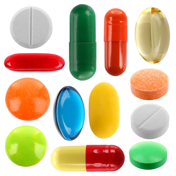 Различные таблетки в коллаже
