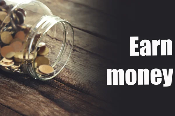 Coins in money jar